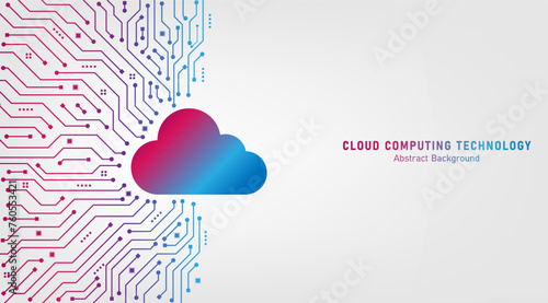 Cloud Computing technology Internet and cyber technology concept. Abstract cloud connection technology on a blue color background. Cloud Computing network with internet icons. Vector and Illustration.