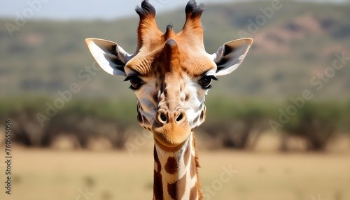 A Giraffe With Its Ears Flicking Back And Forth