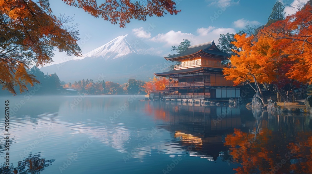 Colorful autumn Season and Mountain Fuji 