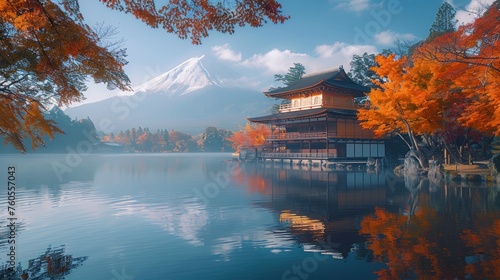 Colorful autumn Season and Mountain Fuji 