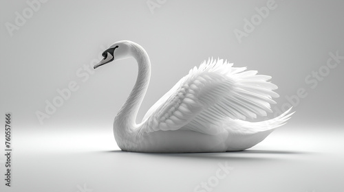 White swan isolated on white background. generative ai © Malaika