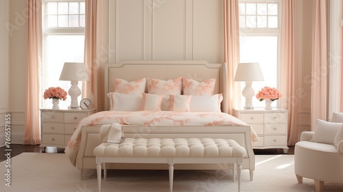 Cream and Peach Keep things light and airy with cream-colored walls and peach accents in bedding and decor.