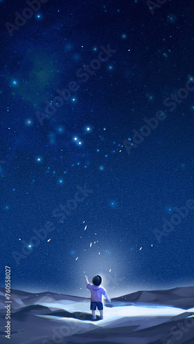 mobile wallpaper ,blue sky ,stars ,a child
