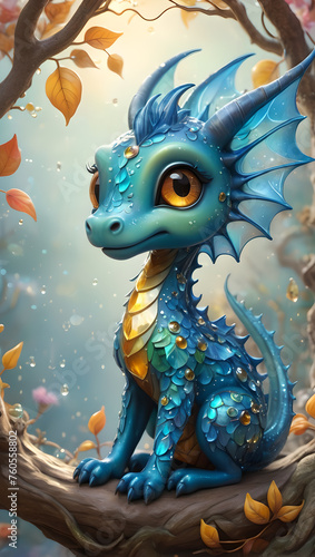 A beautiful little dragon in a fantastic world.
