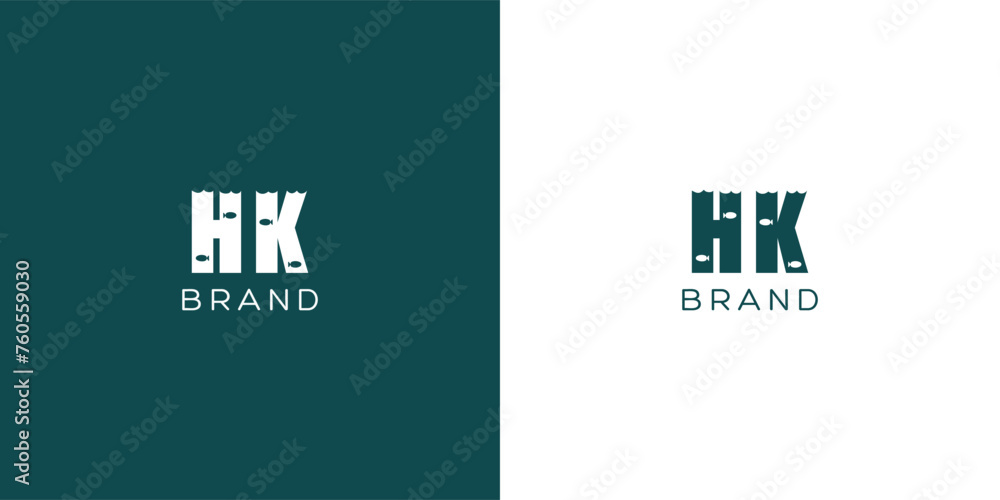 HK Letters vector logo design - obrazy, fototapety, plakaty 