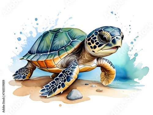 cute baby turtle watercolor 