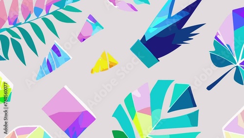 Vector graphics of colorful leaves. Loop Background Animation