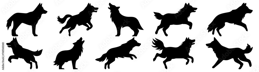 Wolf silhouette set vector design big pack of illustration and icon Wolf silhouette set vector design big pack of illustration and icon