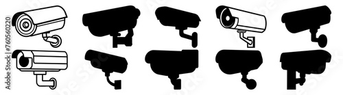Cctv security camera silhouette set vector design big pack of illustration and icon