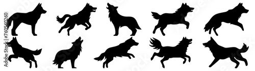 Wolf silhouette set vector design big pack of illustration and icon