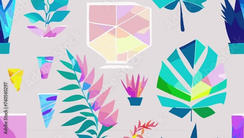 Vector graphics of colorful leaves. Loop Background Animation