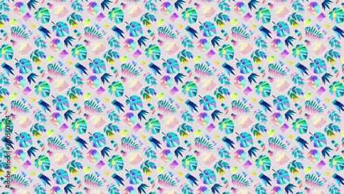 Vector graphics of colorful leaves. Loop Background Animation