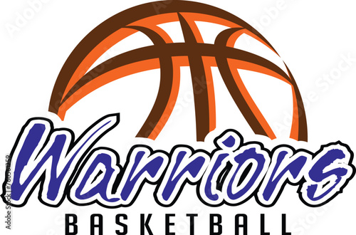 Warriors Basketball Team Graphic is a sports design template that includes graphic Warriors text and a stylized basketball. This is a great modern design for advertising and promotion such as t-shirts