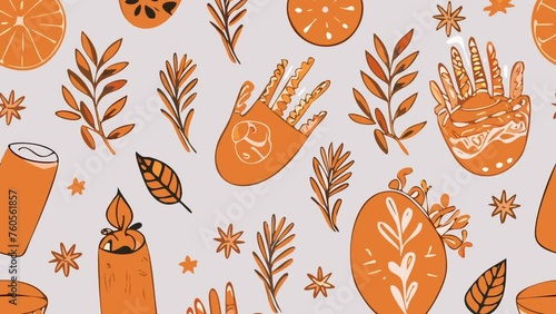 Vector graphics of seamless orange pattern. Loop Background Animation