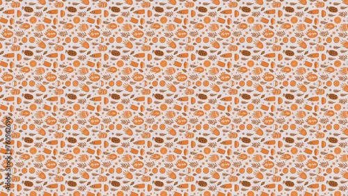 Vector graphics of seamless orange pattern. Loop Background Animation