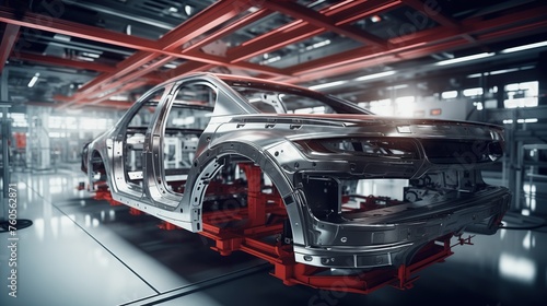 electric car being constructed in the factory, with visible technology © Ирина Малышкина