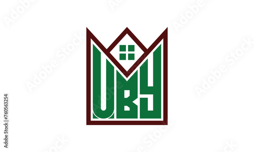 UBY initial letter real estate builders logo design vector. construction, housing, home marker, property, building, apartment, flat, compartment, business, corporate, house rent, rental, commercial photo