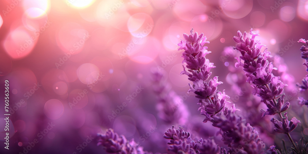 pink and purple Lavender field background on blurred background, banner , copy space pink and purple Lavender field background on blurred background, banner , copy space