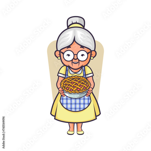 grandma with a pumpkin pie.