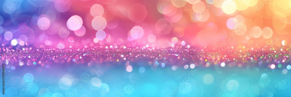 Colorful pastel glitter background with bokeh, pink blue and light green gradient, sparkles, Rainbow glitter, defocused light, stars, birthday, and particles.rainbow mermaid unicorn banner - obrazy, fototapety, plakaty 