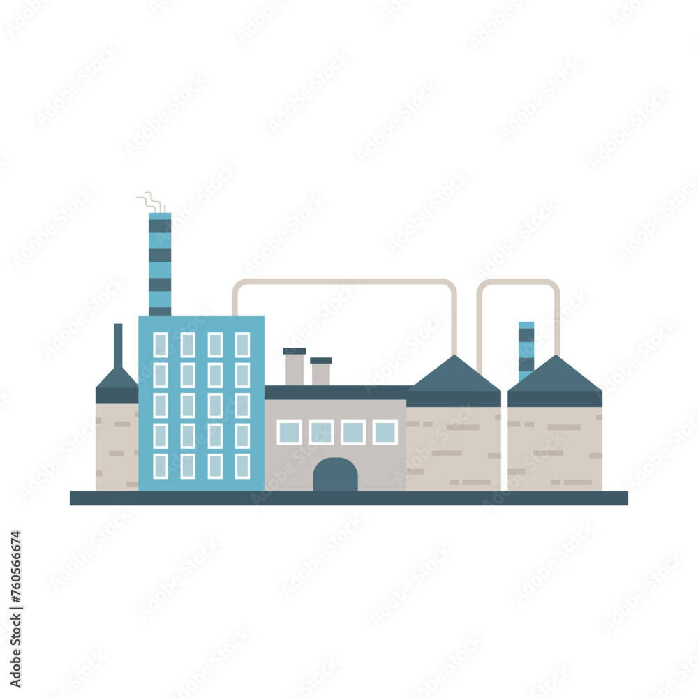 Factory building, power electricity, industry manufactory buildings flat icon isolated vector illustration