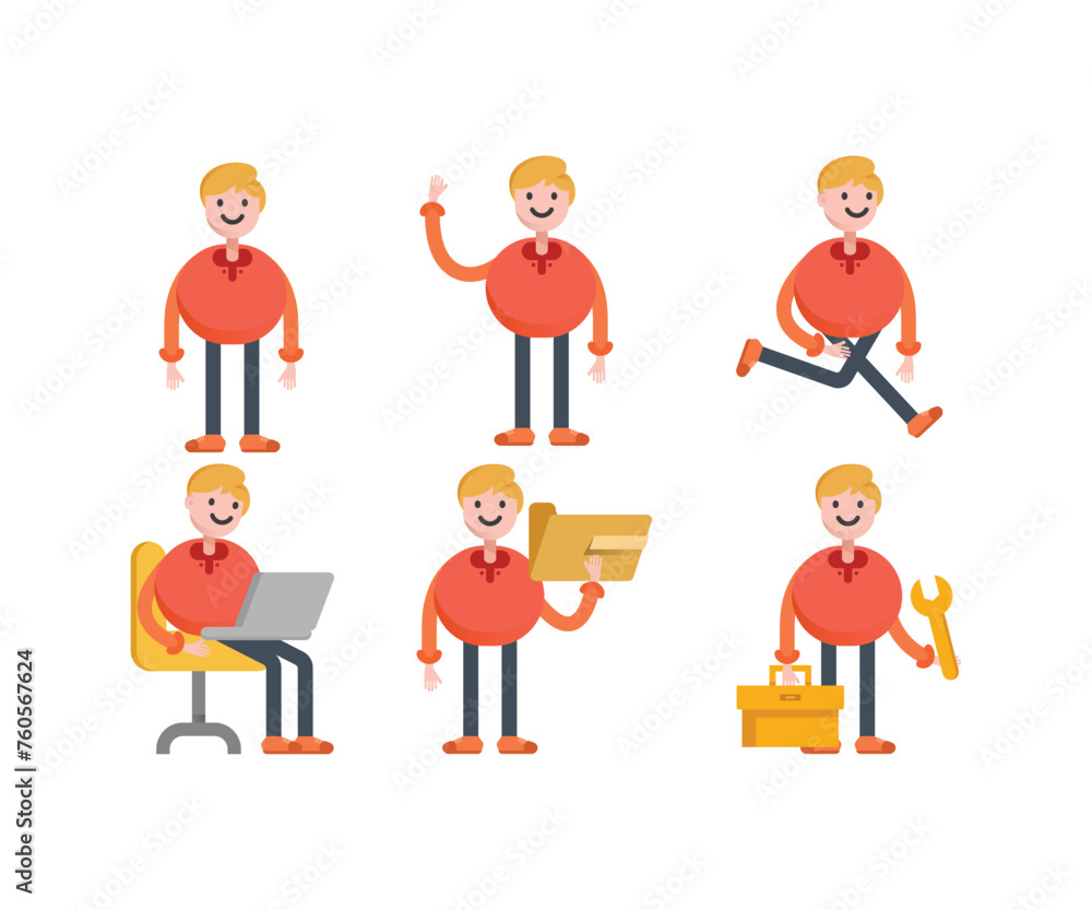 boy character icons in various poses vector illustration boy character icons in various poses vector illustration