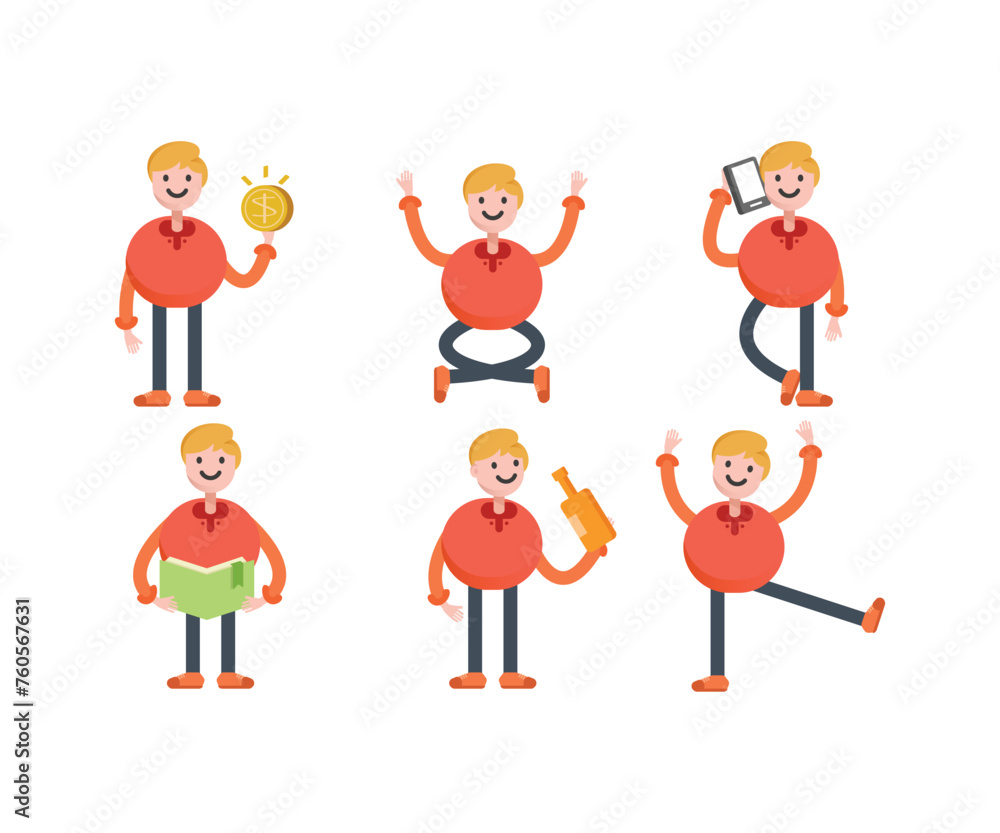 boy character icons in various poses vector illustration boy character icons in various poses vector illustration