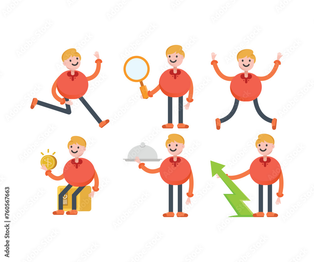 boy character icons in various poses vector illustration boy character icons in various poses vector illustration