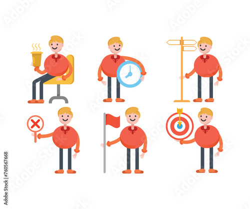 boy character icons in various poses vector illustration