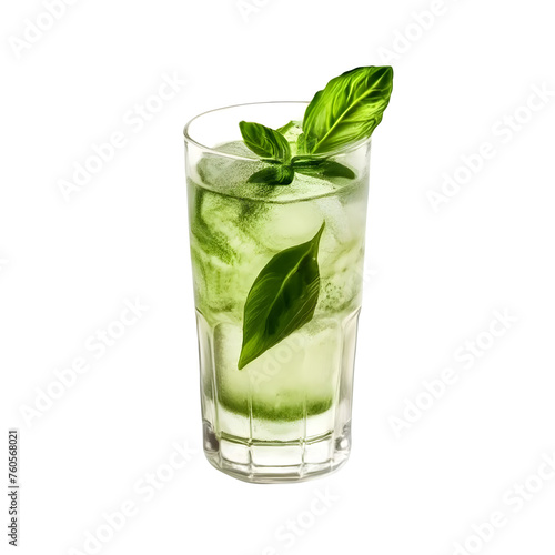 An Isolated Gin & Basil Cocktail Cocktail Drink, Transparent Background, PNG