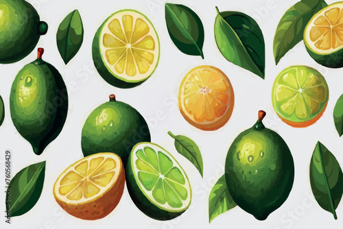 Vector abstract illustration of a lime. An isolated set for your design of postcard, menu, banner, poster, advertisement and other.