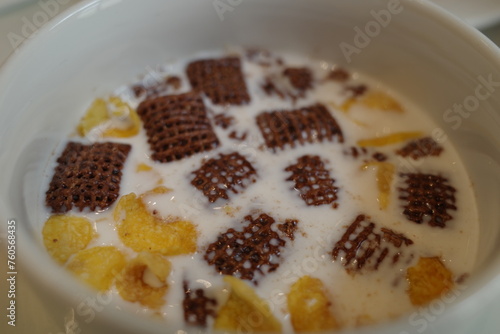 chocolate cereal in the milk