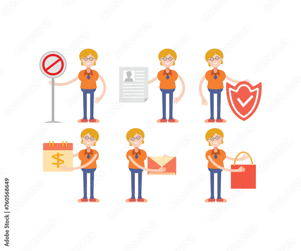 geek woman characters in various poses set vector illustration geek woman characters in various poses set vector illustration