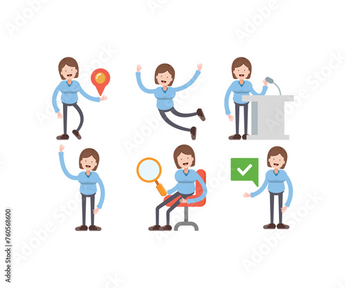 girl students in various poses vector illustration