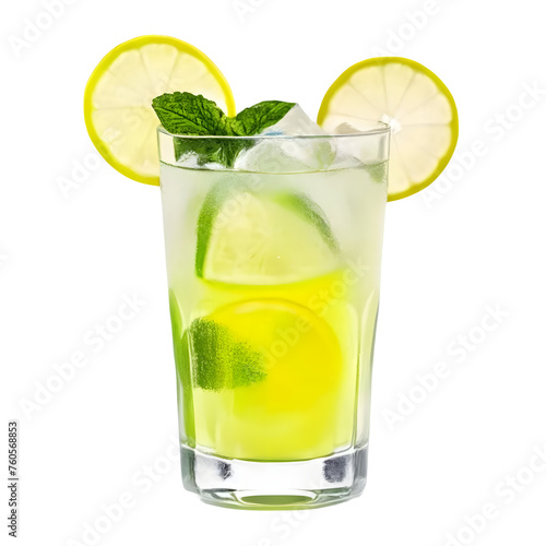 An Isolated Limoncello Mojito Cocktail Drink, Transparent Background, PNG