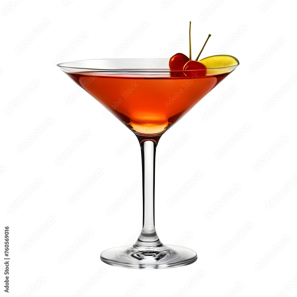 An Isolated Manhattan (Classic) Cocktail Drink, Transparent Background, PNG