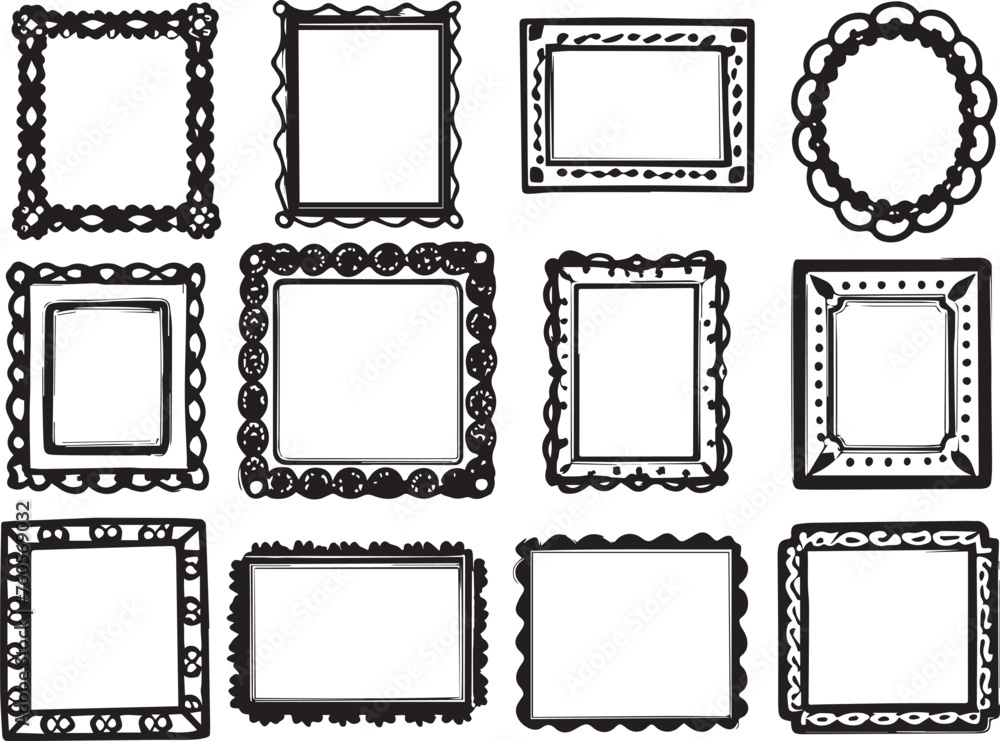 Set frames. Hand drawn vector illustration Set frames. Hand drawn vector illustration