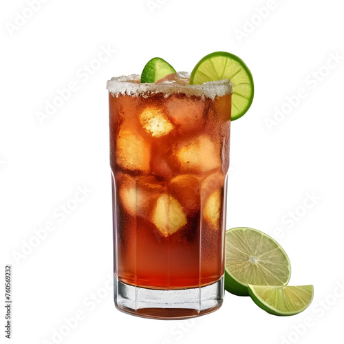An Isolated Michelada Cocktail Drink, Transparent Background, PNG