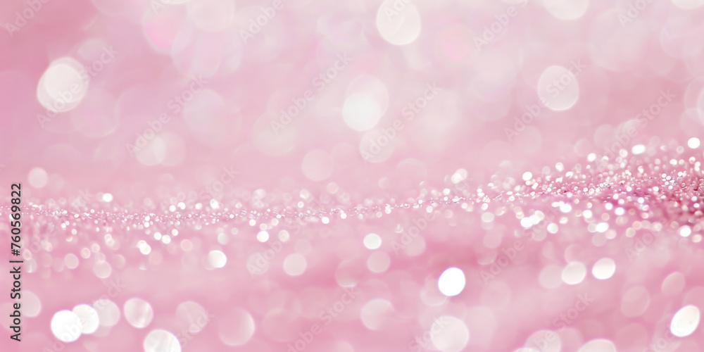 Pink glitter background with bokeh, pink circle brur bokeh background for valentine day or birthday party,  wedding invitation card, banner 