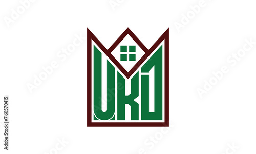 UKD initial letter real estate builders logo design vector. construction, housing, home marker, property, building, apartment, flat, compartment, business, corporate, house rent, rental, commercial photo