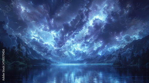 Lightning Lagoon serene strokes of light over calm waters