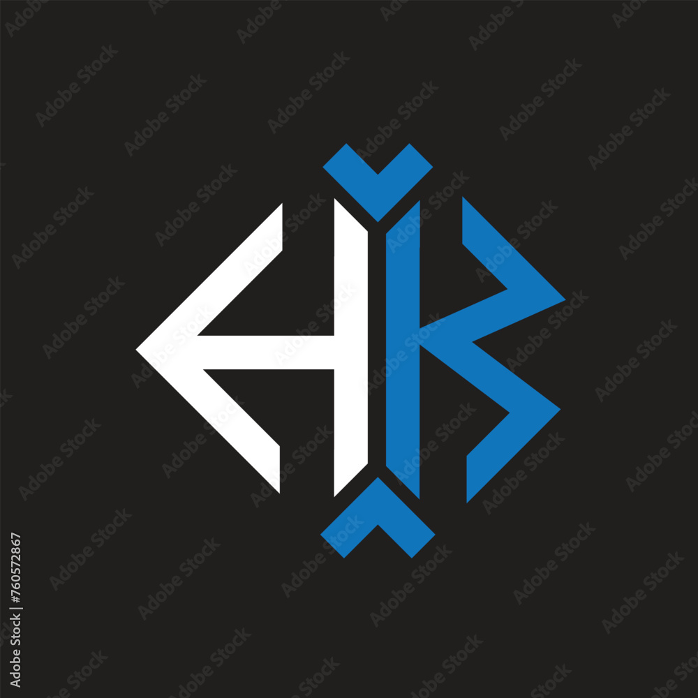 HK letter logo design on black background. HK creative initials letter logo concept. HK letter design.

