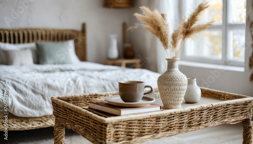 VASO EM CERÂMICA: QUARTO COM O ESTILO MINIMALISTA, NATURAL E ORGÂNICO DECORADO COM VASOS DE CERÂMICA ARTESANAL