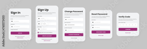 User form login, registration, change password, reset and verify code interface elements design photo