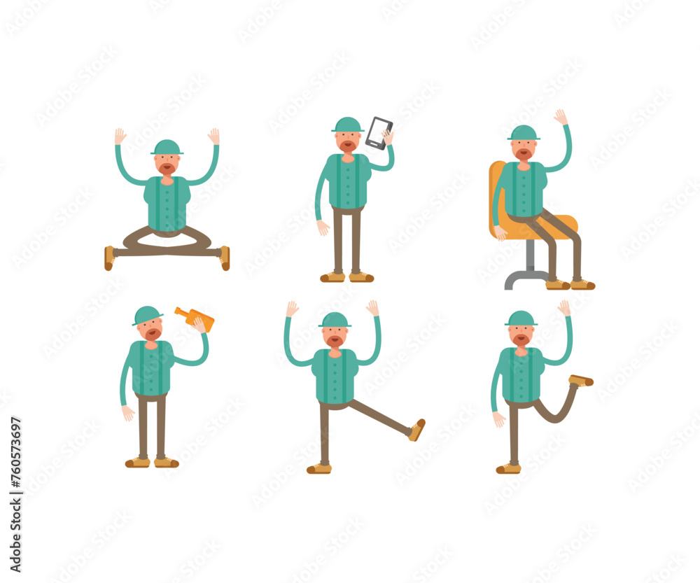 man wearing cap characters set vector illustration man wearing cap characters set vector illustration