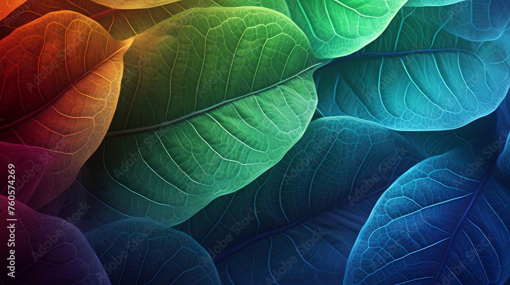 Obraz premium Green leaves pattern, nature illustration