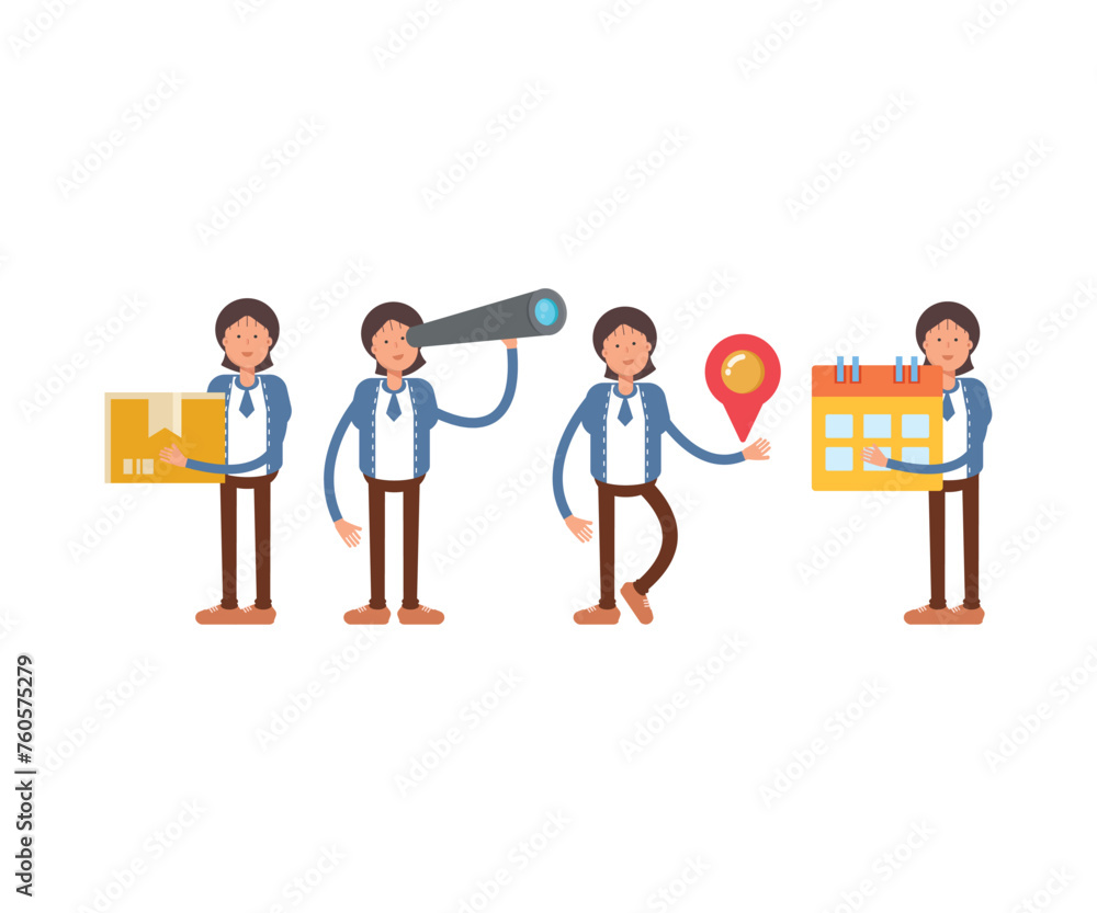 businesswoman characters in various poses illustration businesswoman characters in various poses illustration