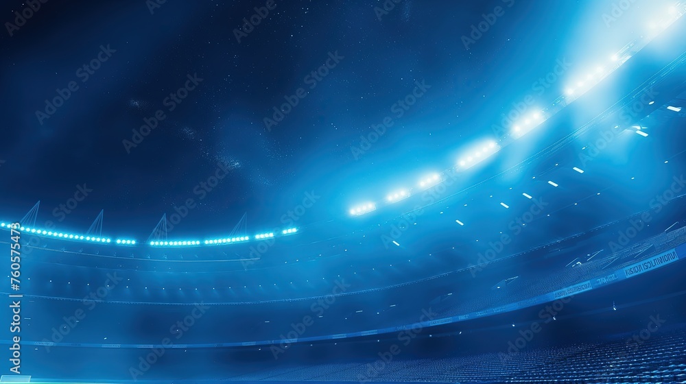 Wypełniony niebieskimi światłami stadion tworząc niezwykłą scenerię. - obrazy, fototapety, plakaty 