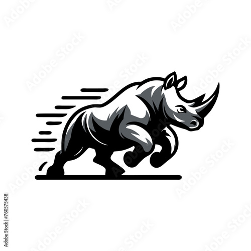 Rhino vector logo stock. Vector illustration of a silhouette of a rhino standing on isolated white background