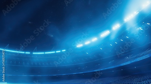 Wypełniony niebieskimi światłami stadion tworząc niezwykłą scenerię.